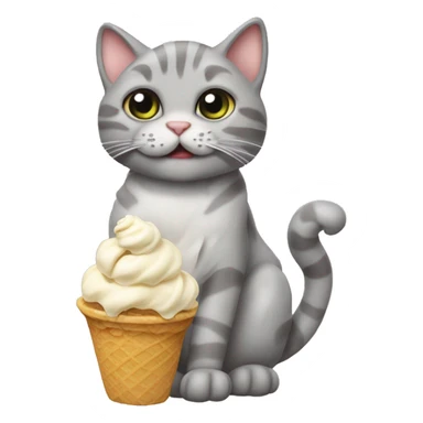 Gatto grigio cucciolo che mangia il gelato sticker