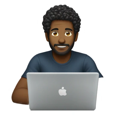 homem cabelo preto usando um notebook sticker