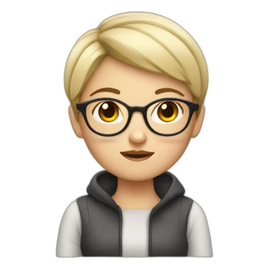 White Girl with short hair and  glasses giving sus expression  sticker