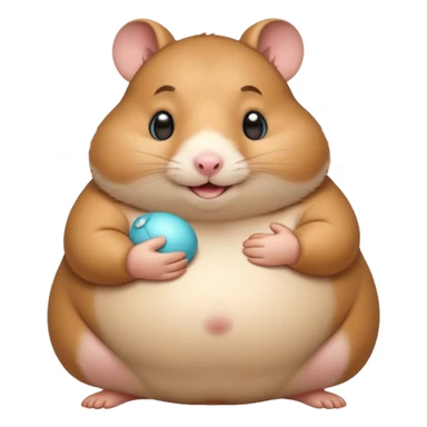 fat hamster holding pregnant belly smiling awkwardly sticker