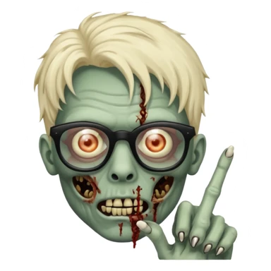 Zombie with finger coils and black glasses  sticker