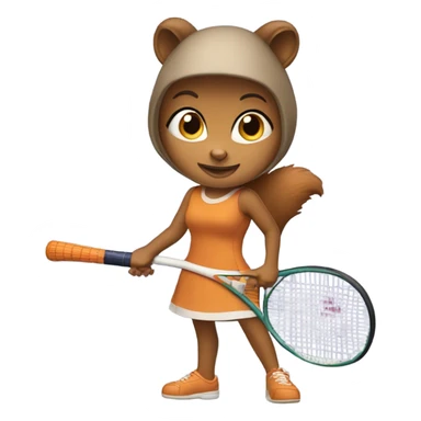 girl squirrel playing tennis sticker