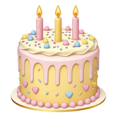 Cake with hearts and sprinkles in soft pink, beige and yellow pastel colors sticker