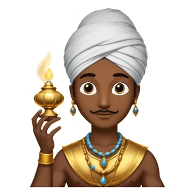 CREATE A EMOJI WHERE WHERE JINN COMES ALLADIN"S LAMPS FROM IN LAMP AND SAY HUKUM MERE AAKA  sticker