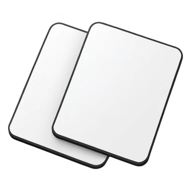 two white flashcards, slightly overlapping, thin black outline, soft shadow, clean and simple sticker