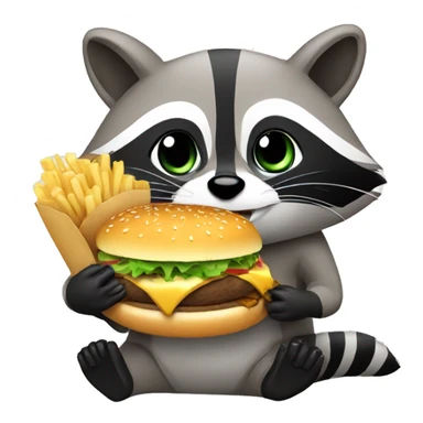 Raccoon eating a cheeseburger sticker