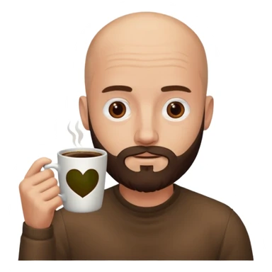 men with coffee no hair, beard sticker