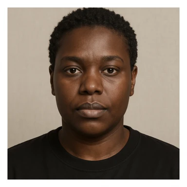 portrait of a Black person, neutral expression, diverse features, simple background sticker