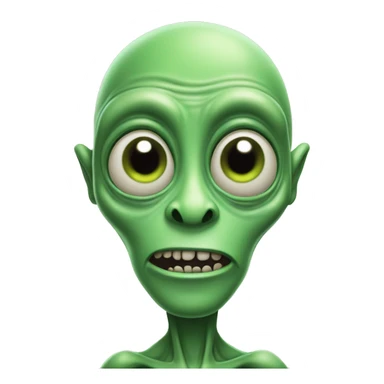 green alien named oober schlort with big forehead and cheek bones and big lifeless eyes sticker
