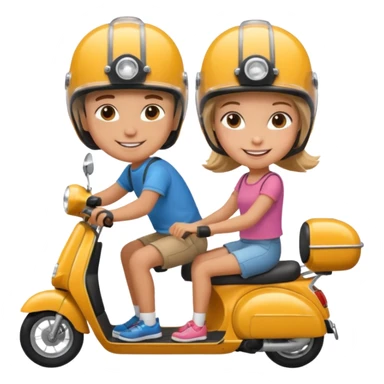 Un garçon et une fille sur une trottinette sticker
