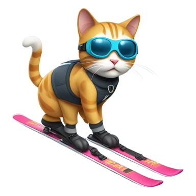 Cat on skis sticker