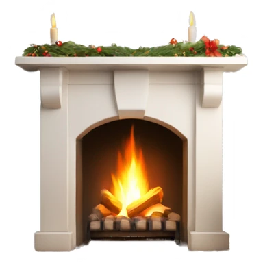 White asthetic clean Christmas fireplace  sticker