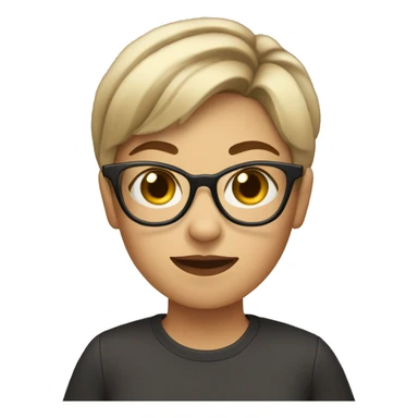 Girl with short hair wearing glasses whole body with coffee on her hand sticker
