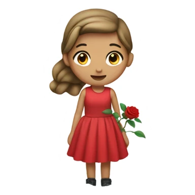 girl in red dress with rose in a snow sticker