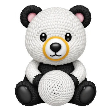 white crochet bear with single large ball body, small white ball nose with black yarn nose, two white ears sticker