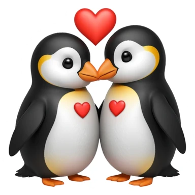 two penguins kissing with a heart above them sticker
