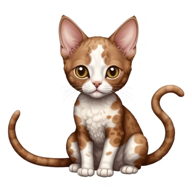 Brown cat devon-rex with white spots sticker