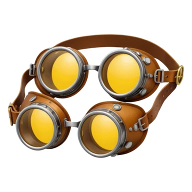  Simple brown round leather steampunk goggles with yellow-tinted lenses sticker