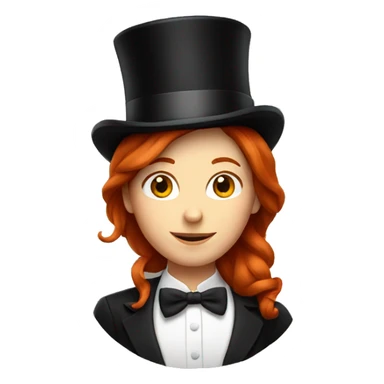 Redhead wearing a top hat sticker