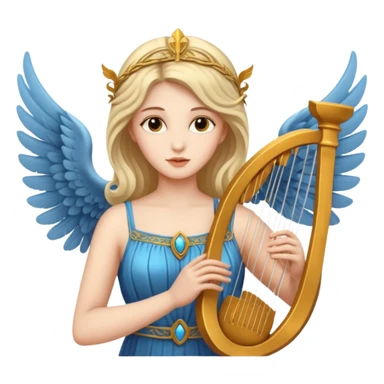 Muse of inspiration with wings and a lyre in her hand sticker