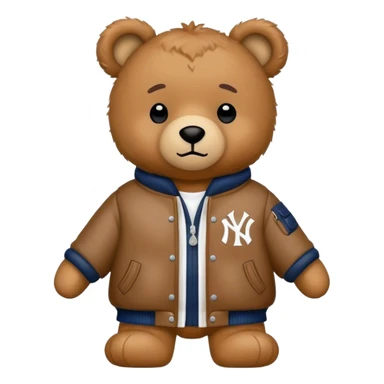 Teddy bear with Yankee jacket on sticker