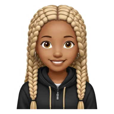 African American girl with long box braids wearing black Christian hoodie sticker