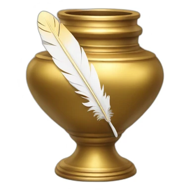gold inkpot white feather sticker