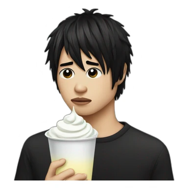 Sad emo Yogurt with black emo hair sticker