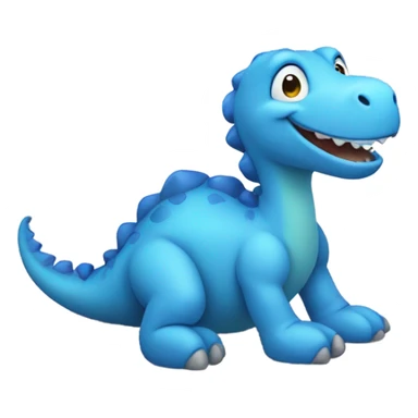 little blue Dino, full body, lay on the ground, closing eyes, smiling sticker