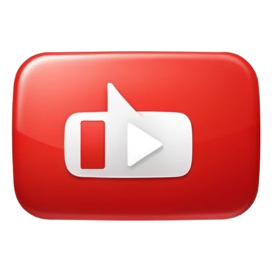 YouTube logo with play button in the center, red rounded rectangle with white play button sticker