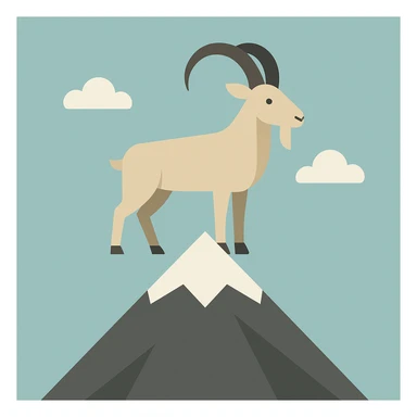 Flat design style goat in the peak sticker