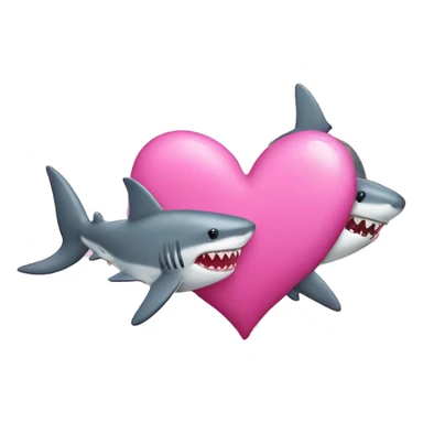 pink love heart with sharks sticker