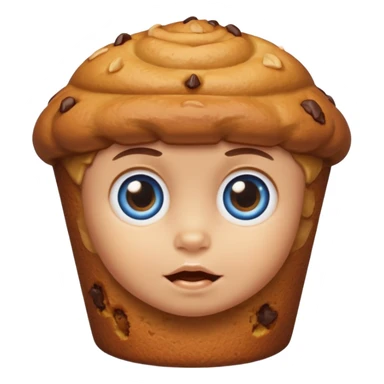 Baby Muffin character with big blue eyes, it does have hair it’s just a muffin  sticker