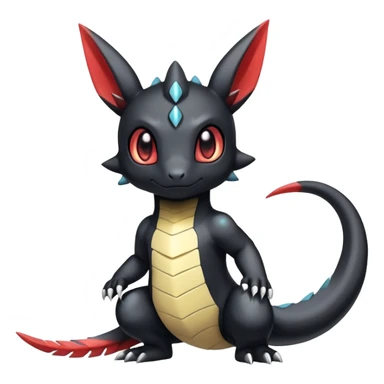 Cute Shiny Chibi Baby Innocent Ethereal Guilmon-Salandit-Umbreon-Fakémon-hybrid-creature (full body)  sticker