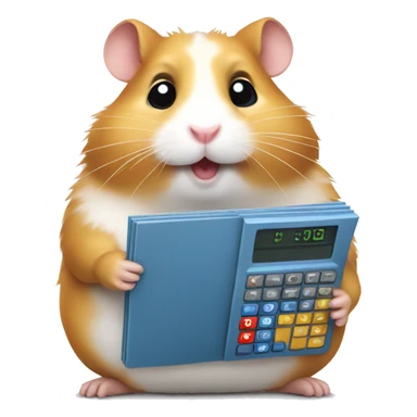 Hamster focused using calculator sticker