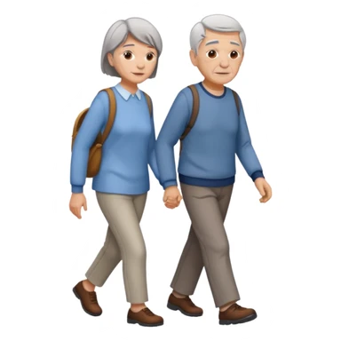 Old person walking with a young person  sticker