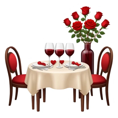  romantic table set for two with roses and red wine sticker