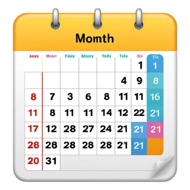 colored calendar 1 month without numbers sticker