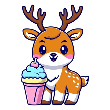deer eating ice cream sticker
