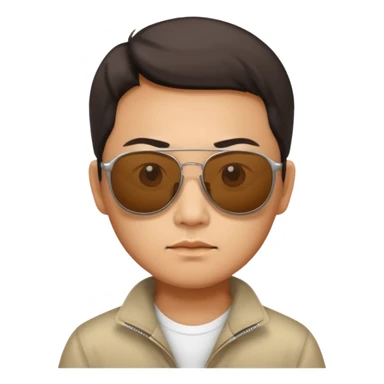 Photorealistic serious Chinese tourist wearing sunglasses sticker