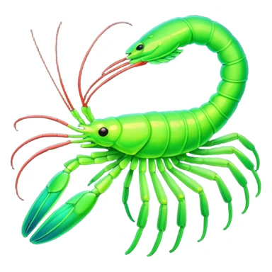 emoji of a glowing green shrimp sticker