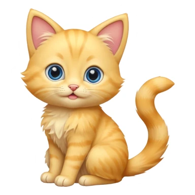 A cute cartoon yellow kitten sitting and wagging its tail and animated and mover. sticker