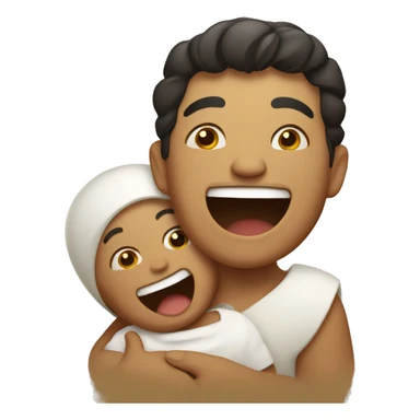 Laughing Mexican with a baby sticker