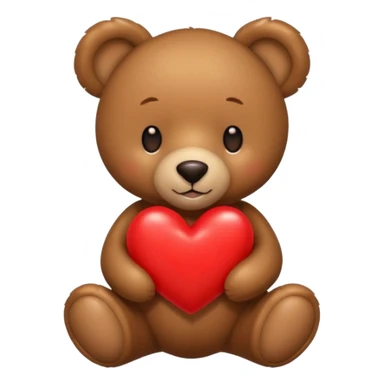 brown teddy bear hold red heart sticker