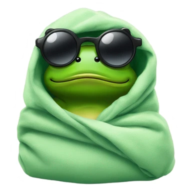 frog wrapped up in a blanket with sunglasses and smoking sticker