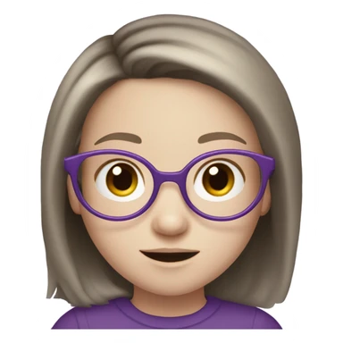 extra pale little girl in purple glasses and dark brown hair sticker