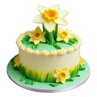 beautifully decorated 2 tier Easter daffodil cake sticker