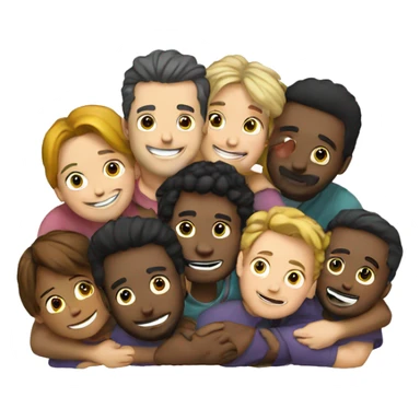 Ten people huging eachothers sticker