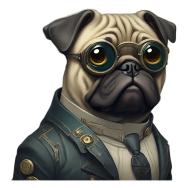 A cyberpunk pug in Art Nouveau style during 1910 sticker