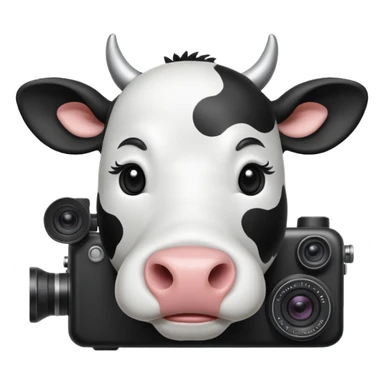 cartoon cow's head with camera sticker